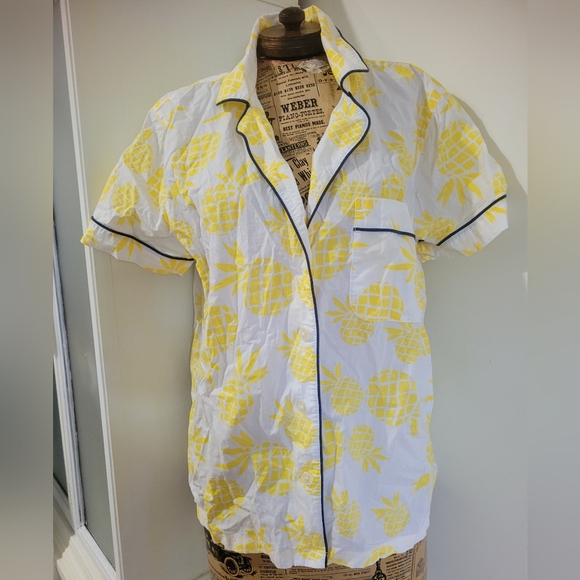 J. Crew Other - J Crew White and Yellow Pineapple Print  Pijamas Shorts Set